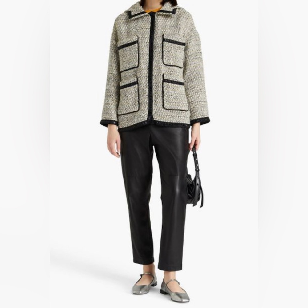 NWT Maje Gakota metallic tweed jacket in grey/yellow. Size 38 (M)